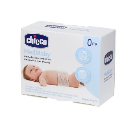 Mini kit medicazione ombelicale chicco medibaby 3 bende a rete elastica calibro 6 + 3 garze ombelicali tnt 10x10 cm