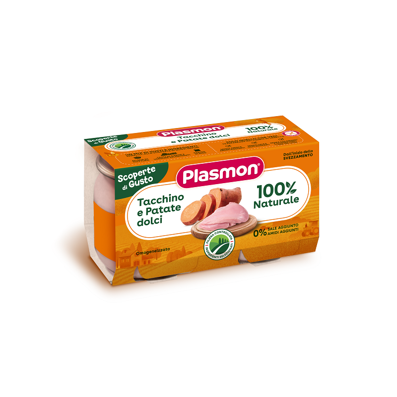 Plasmon omogeneizzati tacchino patate dolci 2 pezzi da 120 g Plasmon omogeneizzati tacchino patate dolci 2 pezzi da 120 g