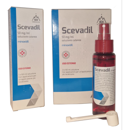 Scevadil soluz cutanea 3 flaconi 60 ml 50 mg/ml con pompa dosatrice