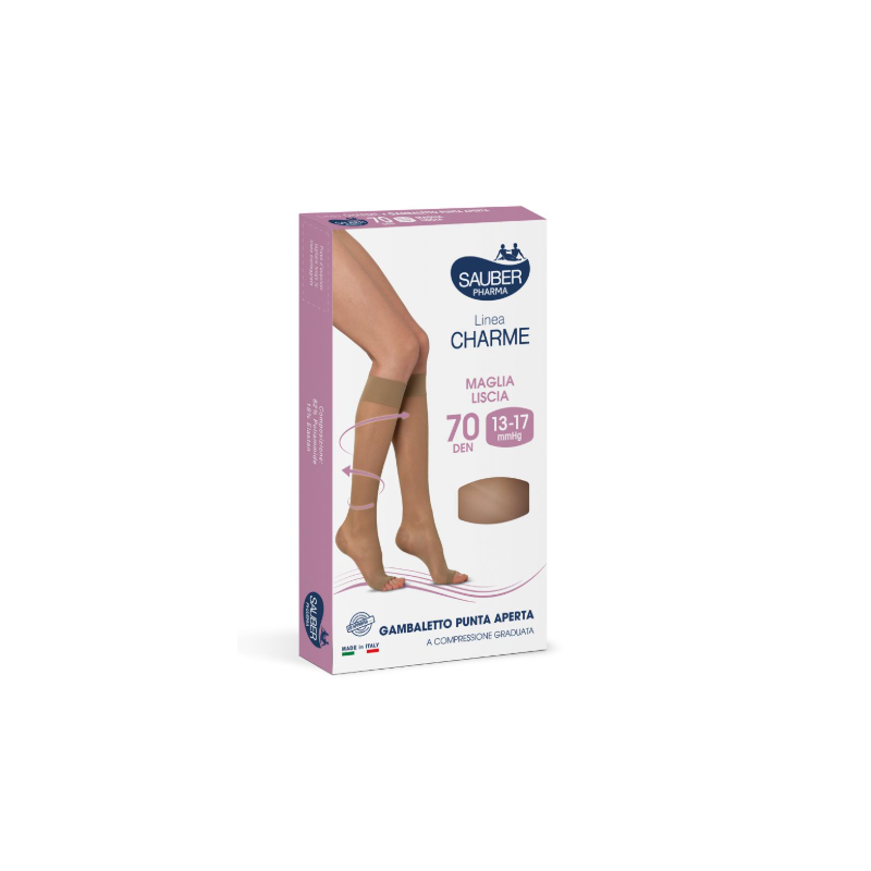 Sauber gambaletto open toe 70 denari maglia liscia nero taglia 4