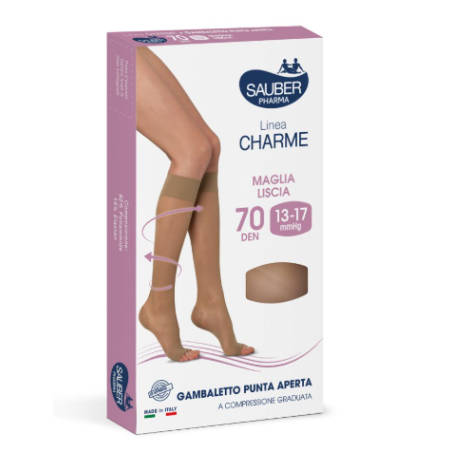 Sauber gambaletto open toe 70 denari maglia liscia nero taglia 4