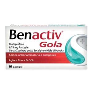 Benactiv gola 16 pastiglie 8,75 mg senza zucchero miele di manuka e eucalipto