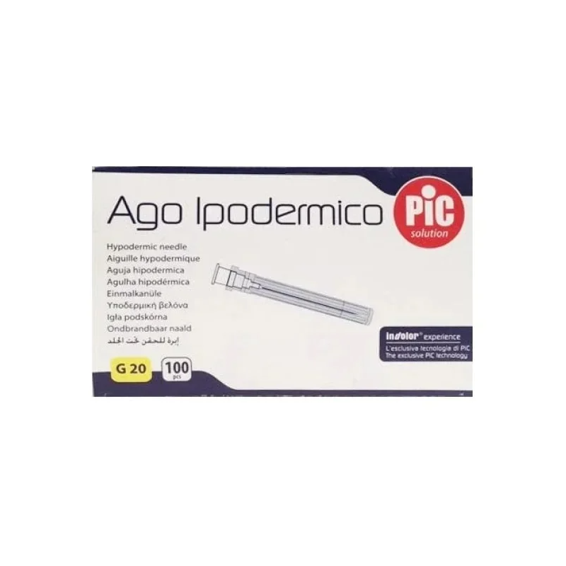 Ago ipodermico pic gauge 20 1 100 pezzi Ago ipodermico pic gauge 20 1 100 pezzi