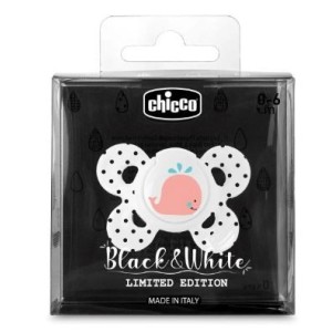 Chicco succhietto comfort black&white silicone 0-6m