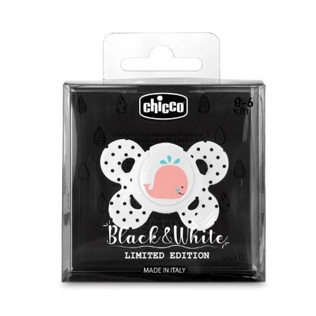 Chicco succhietto comfort black&white silicone 0-6m