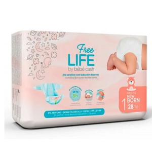 Freelife by bebecash new born taglia 1 2-4 kg girovita 30-41cm 28 pezzi