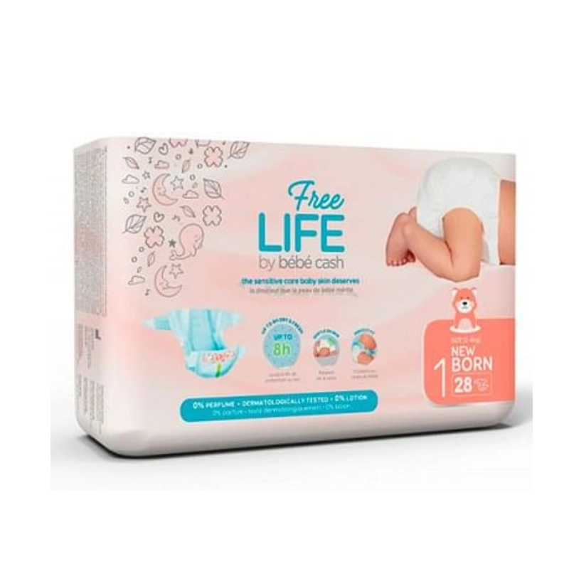 Freelife by bebecash new born taglia 1 2-4 kg girovita 30-41cm 28 pezzi