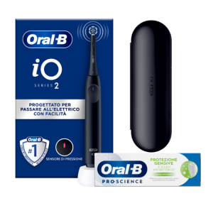 Oralb power spazzolino elettrico io2 series night black + travel case