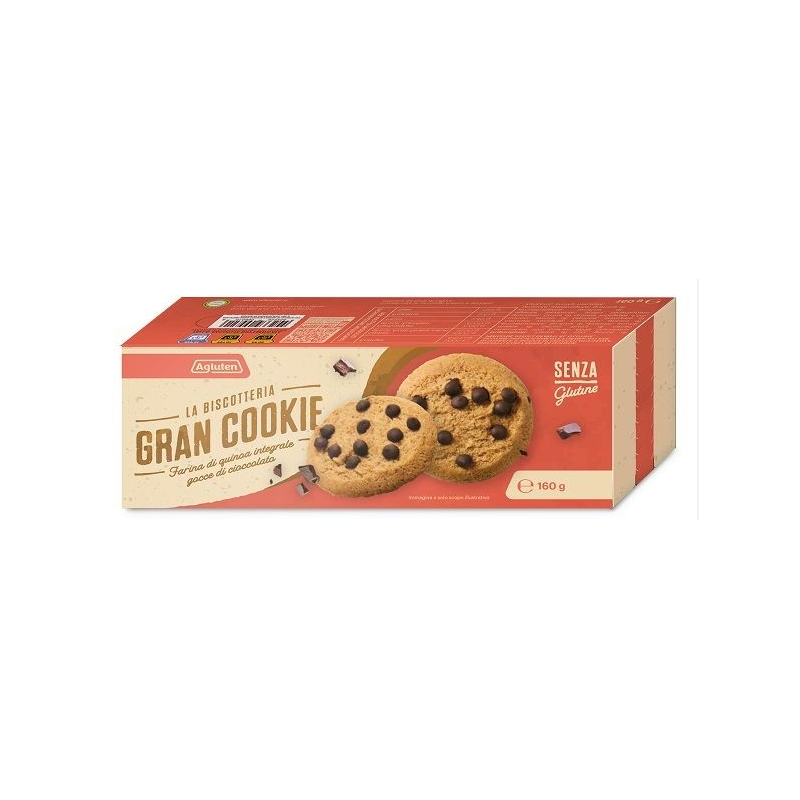 Agluten gran cookie farina quinoa integrale e gocce di cioccolato 160 g