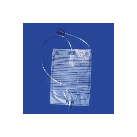 Sacca urina monouso 2 litri con valvola antireflusso e senzascarico tubo raccordo 130 cm 30 pezzi