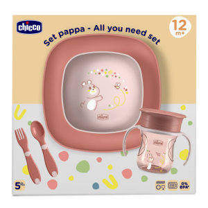Chicco ciotola e piatto piano 12m+ rosa