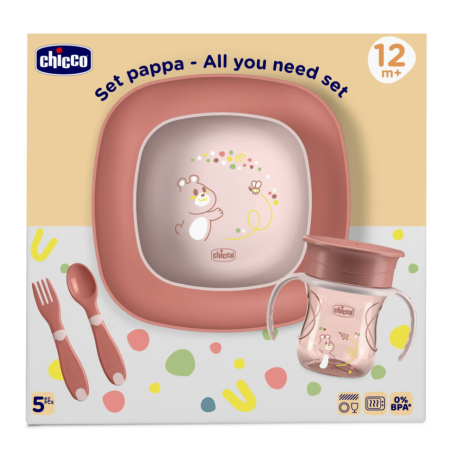 Chicco ciotola e piatto piano 12m+ rosa