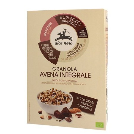 Granola avena integrale con cioccolato fondente e mandorle 300 g Granola avena integrale con cioccolato fondente e mandorle 300 g