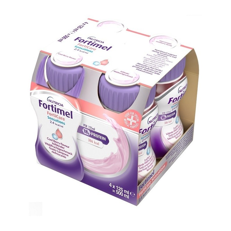 Fortimel forticare sensation 2,4 kcal/ml lampone rinfrescante 4 pezzi da 125 ml