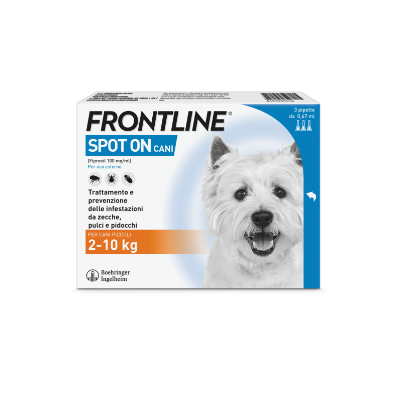 Frontline spot-on cani soluz 3 pipette 0,67 ml 67 mg cani da2 a 10 kg