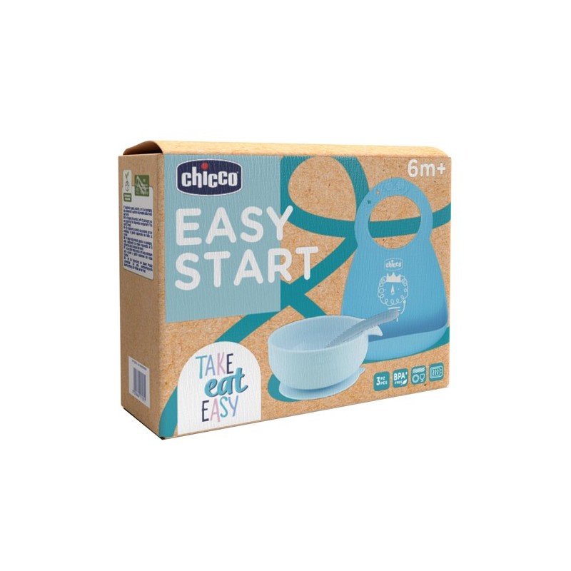 Chicco set pappa silicone 6m+ azzurro
