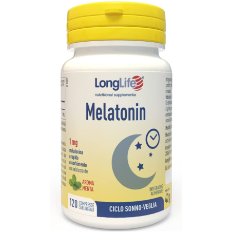 Longlife melatonin 1 mg aroma menta 120 tavolette