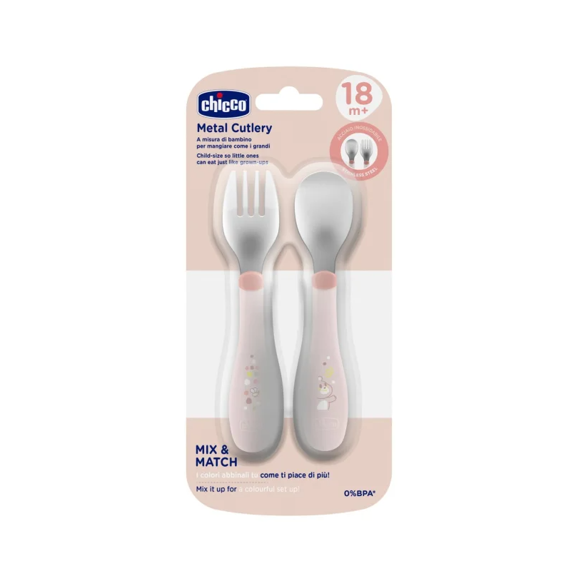 Chicco posatine inox 18m+ rosa Chicco posatine inox 18m+ rosa