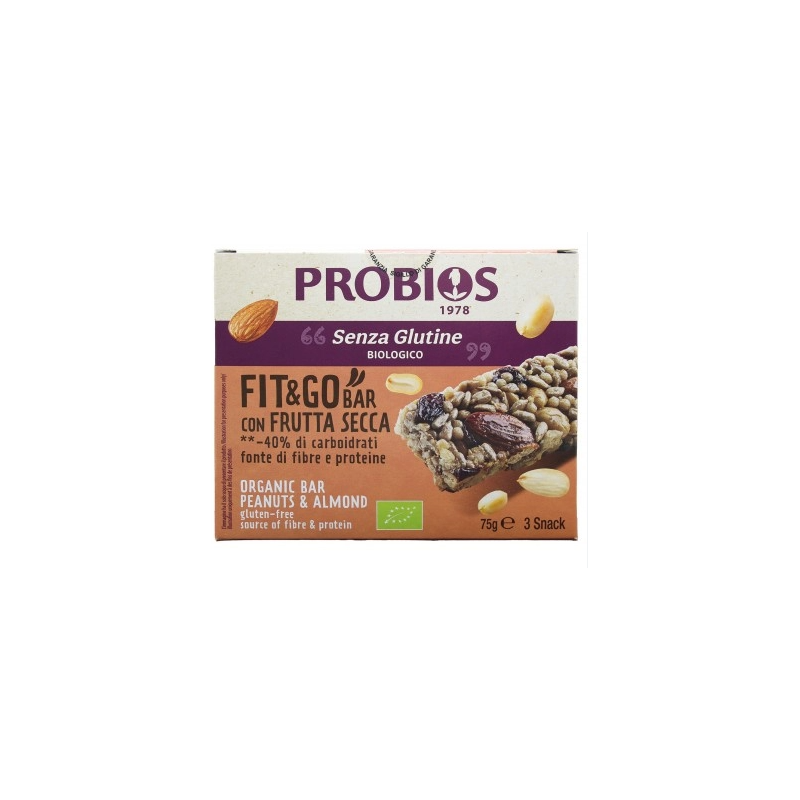 Probios fit&go barretta frutta secca 3 pezzi da 25 g