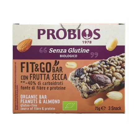 Probios fit&go barretta frutta secca 3 pezzi da 25 g