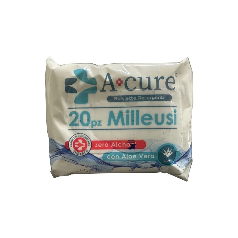 A+cure milleusi salviette detergente aloe 20 pezzi