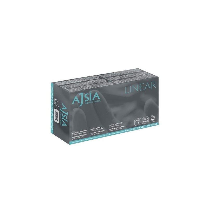 Guanto monouso in nitrile senza polvere ajsia linear blu violaceo small 100 pezzi