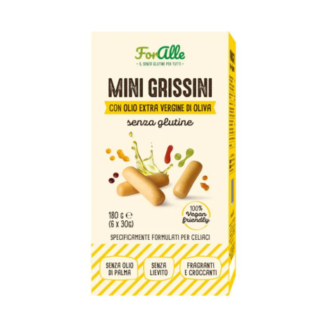 Foralle mini grissini con olio extra vergine di oliva 6 bustine x 30 g Foralle mini grissini con olio extra vergine di oliva 6 bustine x 30 g