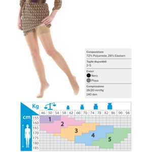 Autoreggente cotone kamila classe 2 long punta aperta beiges