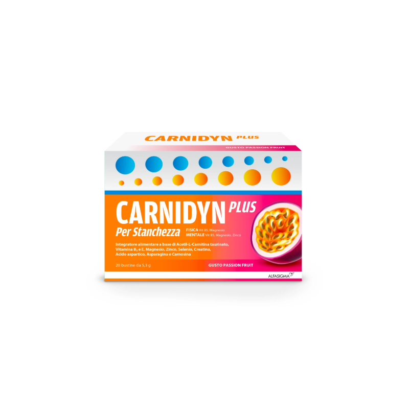Carnidyn plus 20 bustine da 5,3 g gusto passion fruit