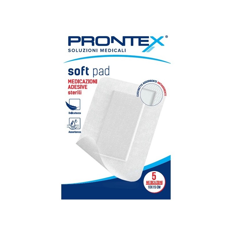 Medicazione adesiva sterile prontex soft pad 10x15 cm 5 pezzi
