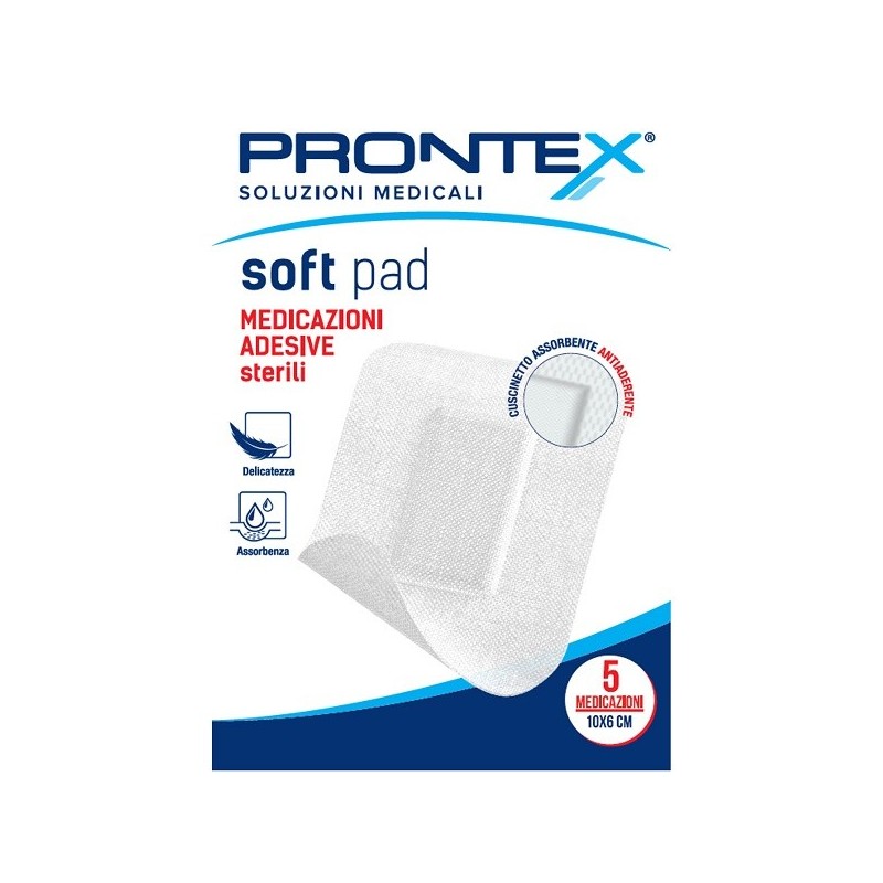 Medicazione adesiva sterile prontex soft pad 10x6 cm 5 pezzi