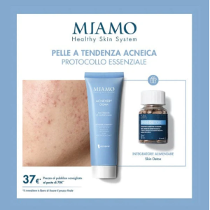 Miamo cofanetto 2025 protocollo pelle tendenza acneica 1 acnever cream 50 ml + 1 skin detox 60 capsule