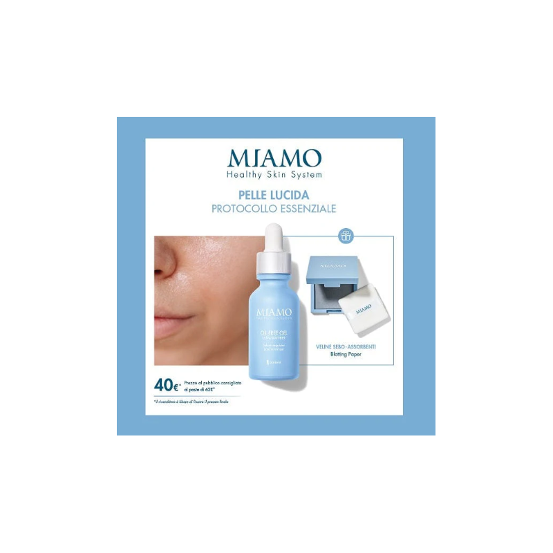 Miamo cofanetto 2025 protocollo pelle lucida 1 oil free gel30 ml + 1 blotting paper Miamo cofanetto 2025 protocollo pelle lucida 1 oil free gel30 ml + 1 blotting paper