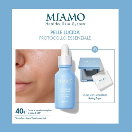 Miamo cofanetto 2025 protocollo pelle lucida 1 oil free gel30 ml + 1 blotting paper Miamo cofanetto 2025 protocollo pelle lucida 1 oil free gel30 ml + 1 blotting paper