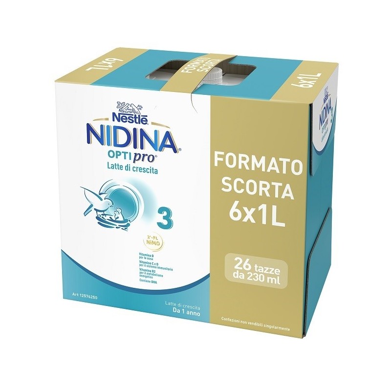 Nidina optipro 3 liquido 6 pezzi da 1 litro