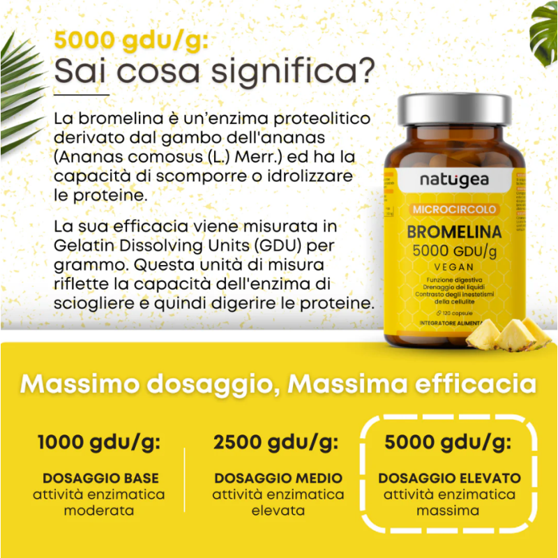 Natugea bromelina 5000 5000 gdu/g 120 compresse