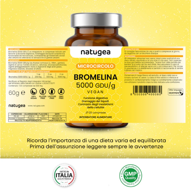 Natugea bromelina 5000 5000 gdu/g 120 compresse