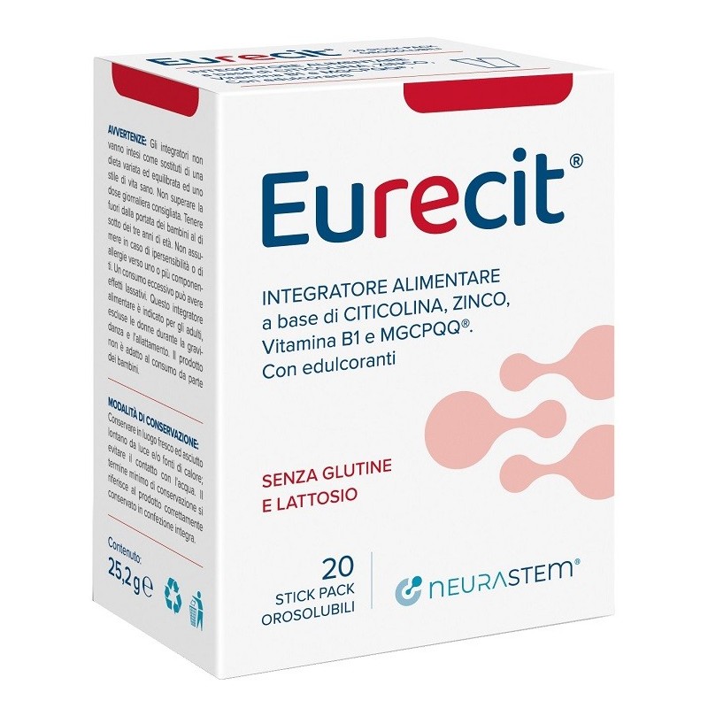 Eurecit 20 stick pack orosolubili da 1,26 g Eurecit 20 stick pack orosolubili da 1,26 g