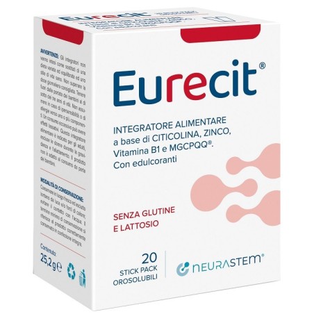 Eurecit 20 stick pack orosolubili da 1,26 g Eurecit 20 stick pack orosolubili da 1,26 g