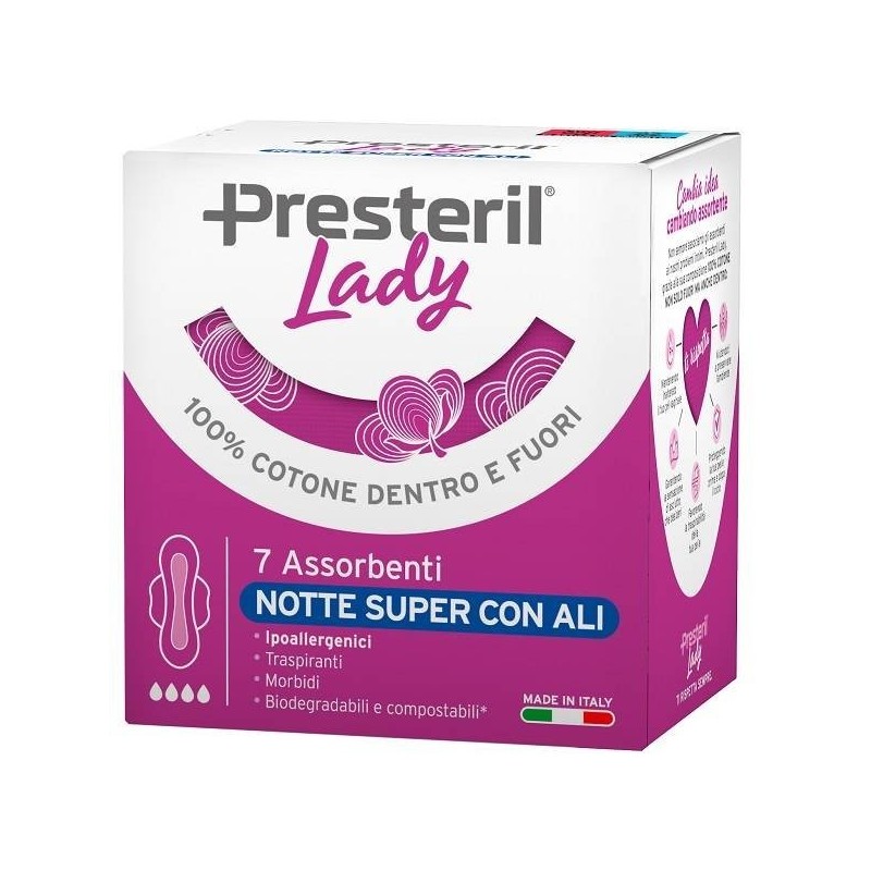 Lady presteril assorbenti notte super ali 7 pezzi
