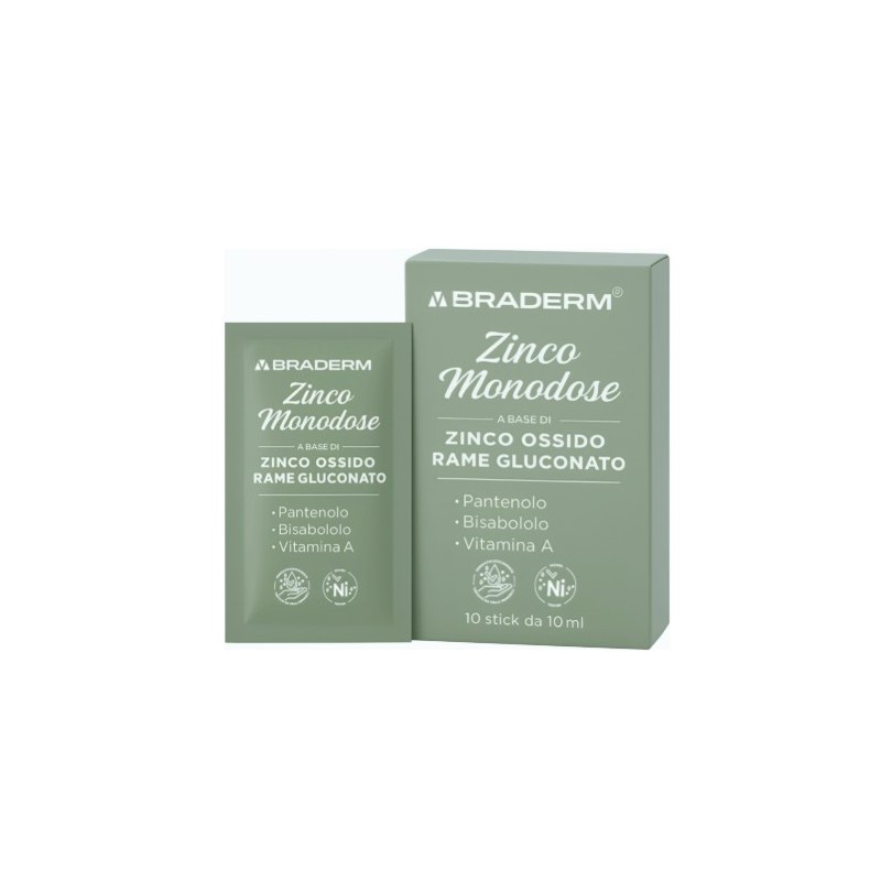 Zinco monodose 10 stick da 10 ml braderm