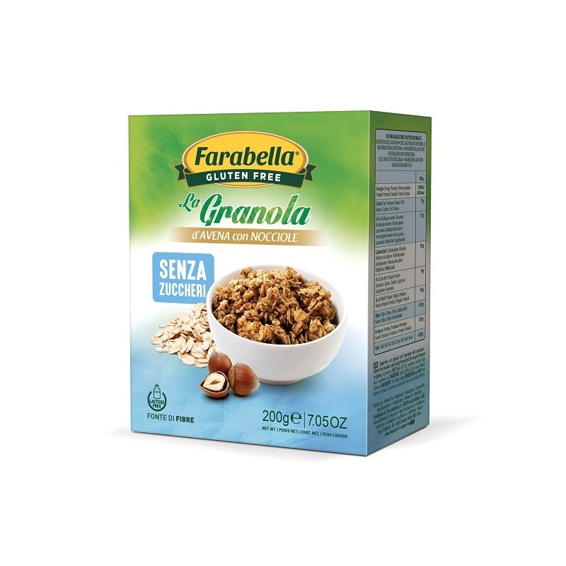 Farabella gluten free la granola d'avena con nocciole senzazuccheri senza lattosio 200 g Farabella gluten free la granola d'avena con nocciole senzazuccheri senza lattosio 200 g
