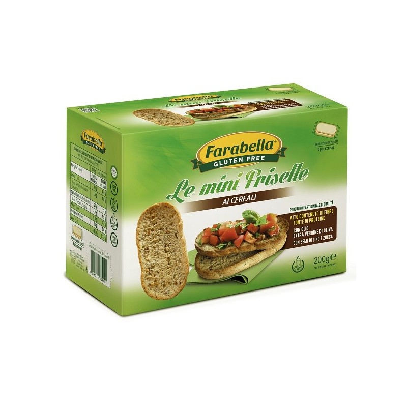 Farabella gluten free le mini friselle ai cereali con olio extra vergine di oliva con semi di lino e zucca senza lattosio 5 conf