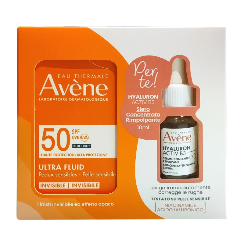 Eau thermale avene solare ultra fluid spf50 50 ml + hyaluronactive b3 siero 10 ml