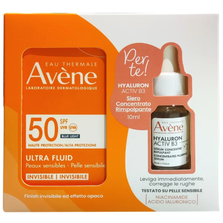 Eau thermale avene solare ultra fluid spf50 50 ml + hyaluronactive b3 siero 10 ml
