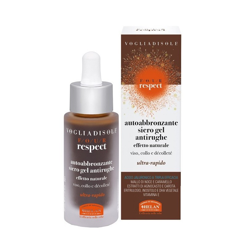 Voglia di sole four respect siero gel antirughe autoabbronzante naturale uniformante 30 ml