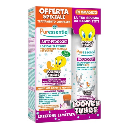 Puressentiel cofanetto warner 1 lozione antipidocchi 100 ml+ 1 shampoo pouxdoux bio 200 ml + 1 spugna omaggio