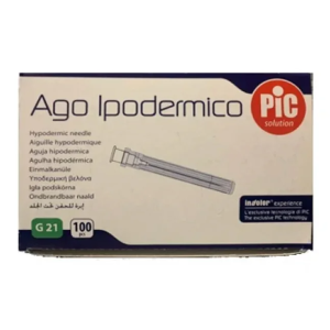 Ago ipodermico pic gauge 21 1 100 pezzi
