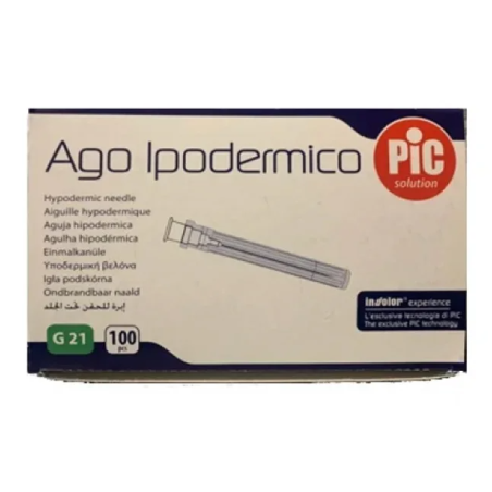 Ago ipodermico pic gauge 21 1 100 pezzi Ago ipodermico pic gauge 21 1 100 pezzi