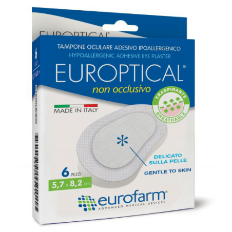 Medicazione oculare europtical adesiva non occlusiva 5,7x8,26 pezzi